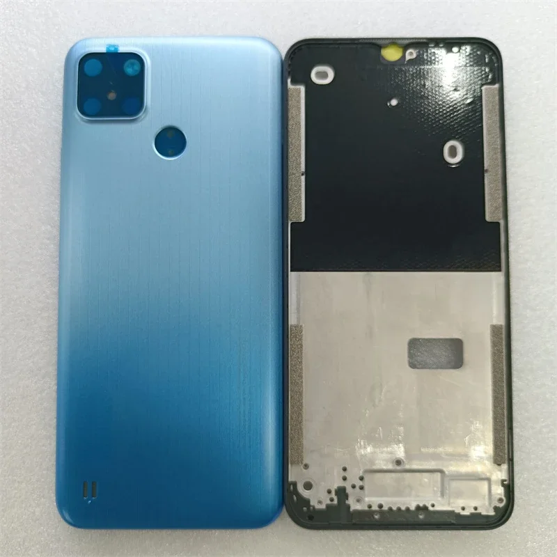 Full Housing Case For Realme C25Y Front Frame+Battery Cover Back Panel Rear Housing Door With Lens Replacement Parts