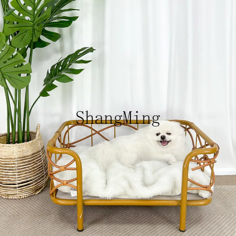 

Плетеная кровать для животных из натурального ротанга FG, подходит для всех сезонов, лежанка для собак, кошачий домик, ручная работа.