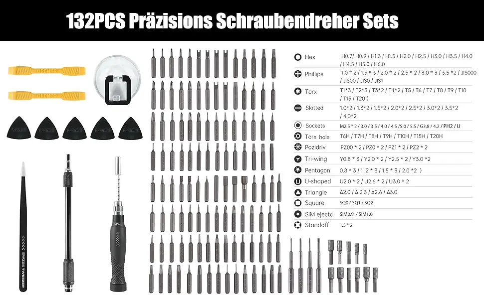 152-in-1 Magnetisches Präzisions-Schraubendreher-Set mit Hex- und Phillips-Magnetbits für iPhone, PC, professionelle Reparatur, Handwerkzeug-Schraubendreher – Detail 5