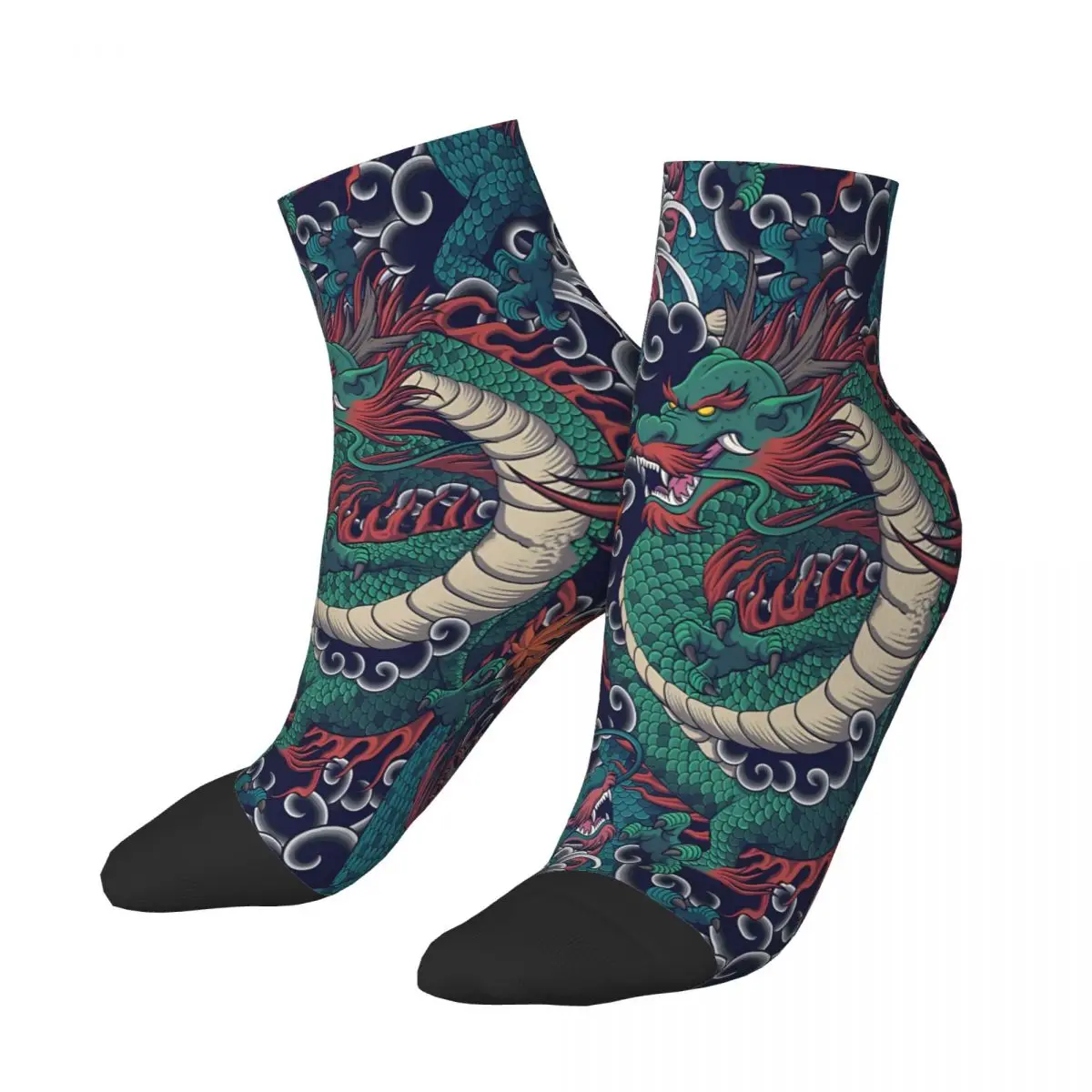 The Mythical Dragon Pattern Japanese Ankle Socks Male Mens Women Spring Stockings Polyester