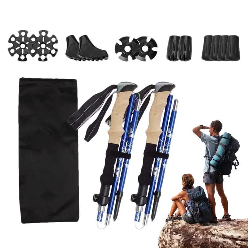 Telescopic Hiking Poles Adjustable Hiking Trekking Poles Lightweight Balance Support Shock-Absorbent All Terrain Accessories For