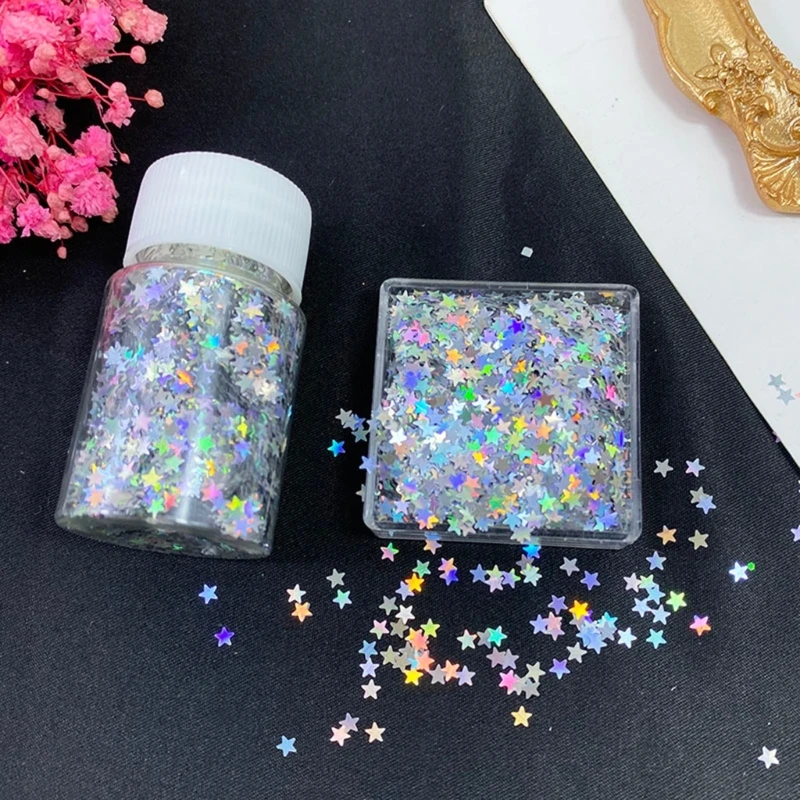 Star Glitter อีพ็อกซี่เรซินแม่พิมพ์ฟิลเลอร์เล็บเลื่อม Glitters-Flake ตกแต่งเล็บ เรซิ่นบรรจุวัสดุ