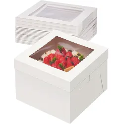 Bakery Boxes with Cake Boards, Cake Boxes 10 Inch Disposable Cake Containers with Lids for Cheesecake, Cakes