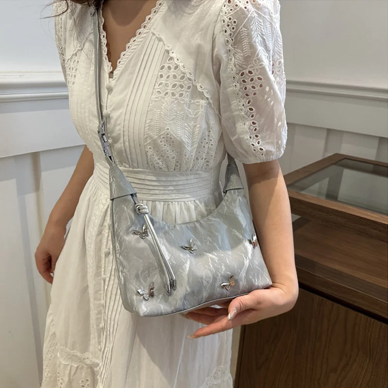 Damen-Umhängetasche mit Schmetterlings-Dekor, verstellbarer Riemen, leicht, für den täglichen Gebrauch, Hobo-Umhängetasche, vielseitige Tasche für Arbeit, Reisen, Einkaufen – Detail 16
