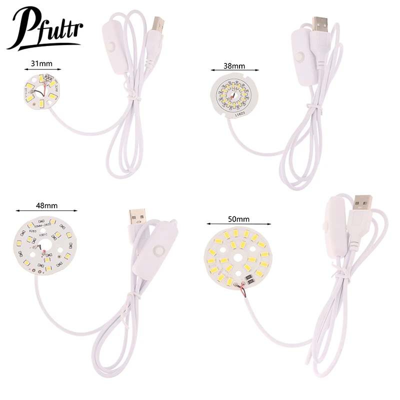 1Pc 1.5M Line Length DC5V LED Chips SMD5730 LED Lamp USB 3W Light Board Warm White Light With ON/OFF Switch Cable