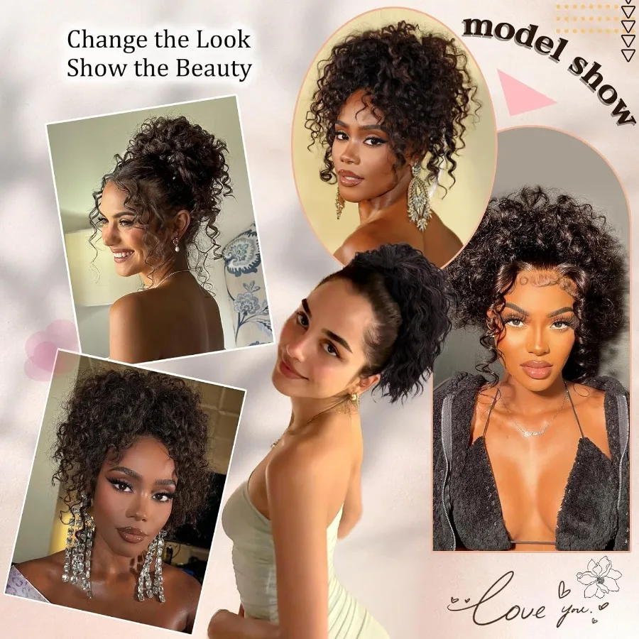 قطعة شعر مموجة برباط على شكل ذيل حصان بطول 8 بوصة للنساء ذوات البشرة السمراء، وصلة شعر صناعية سميكة وناعمة ذات مظهر طبيعي مثالية لداي