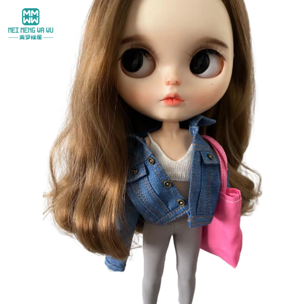 Blyth doll clothes azon OB22 OB24 fashion sweatshirt hoodie denim jacket leggings shoulder backpack doll accessories girl gift