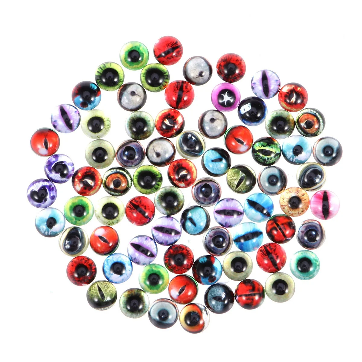 

50Pcs Round 12mm Animal Eye Glass Cabochons Flat Back for Jewelry Making DIY Craft Supplies Accessories Glass Cabochons