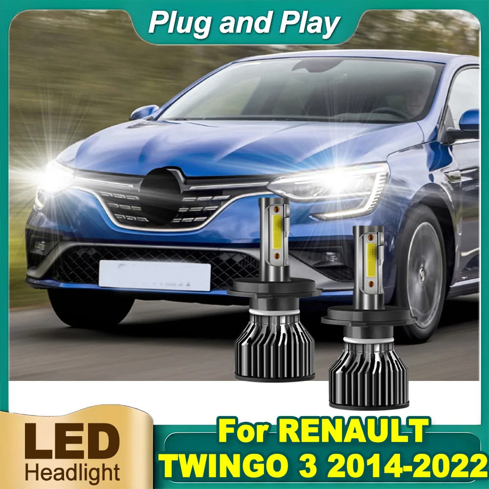 

2PCS H4 High Low Beam LED Headlight 6000K White Super Bright 120W 20000LM For RENAULT TWINGO 3 2014-2021 2022 Canbus Car Light