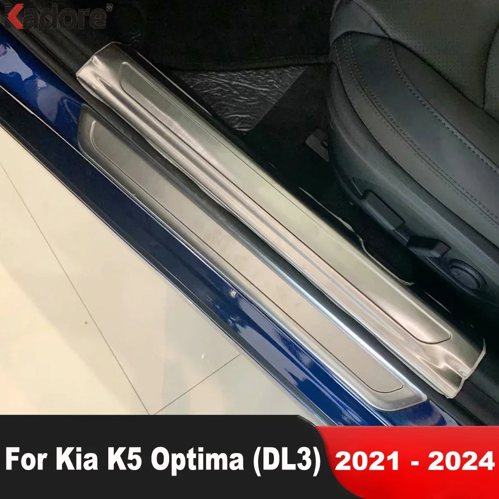 

For Kia K5 Optima 2021 2022 2023 2024 Steel Car Door Sill Scuff Plate Cover Trim Welcome Pedal Protector Gurad Pad Accessories