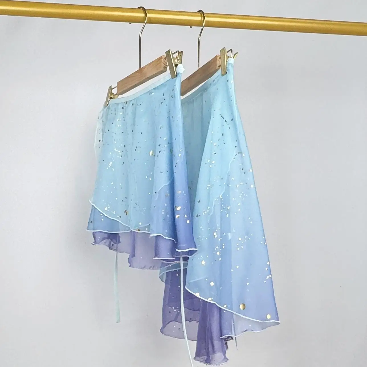 Traje de baile de ballet personalizado para mujer, falda de actuación de entrenamiento de baile con estampado en caliente degradado de una pieza, vestido de ballet tutú