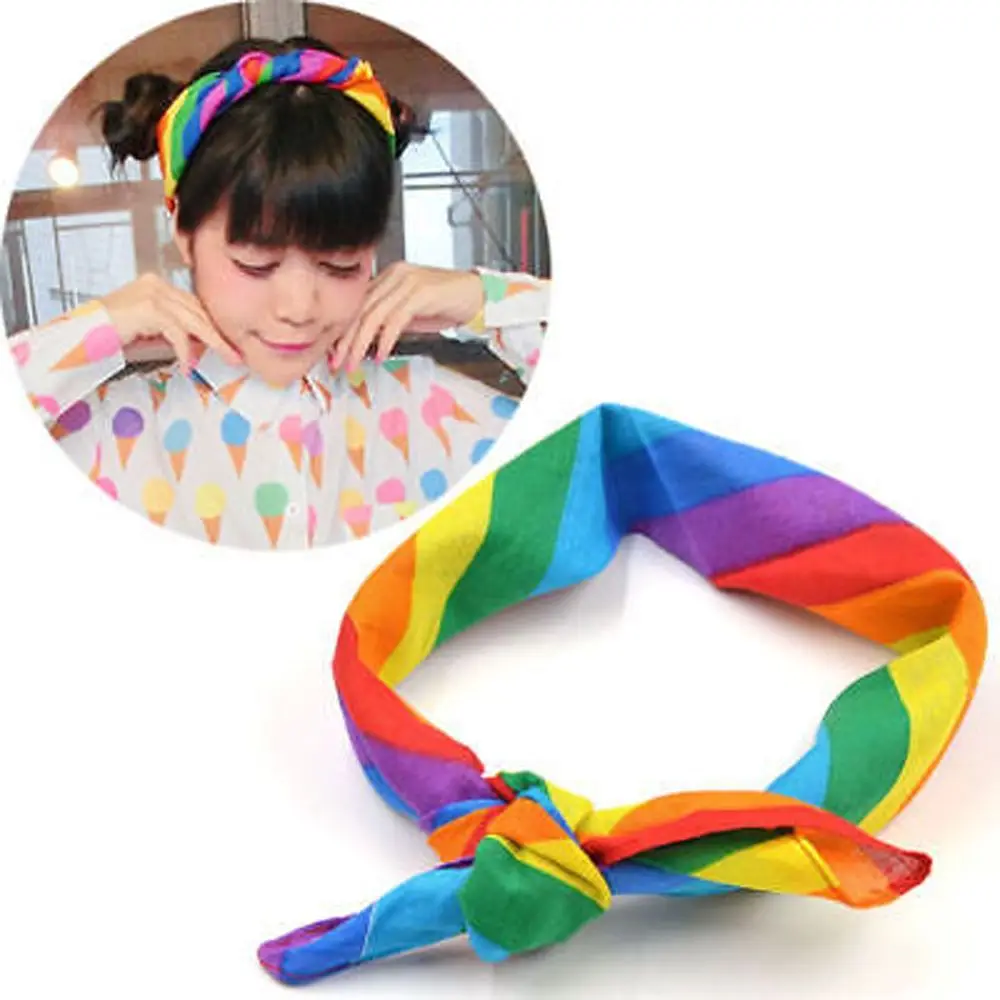 Hair Decoration Yoga Rainbow Coloured Bandanas Hair Accessories Sweat-absorbent DIY Hair Band Turban Headband Headwear