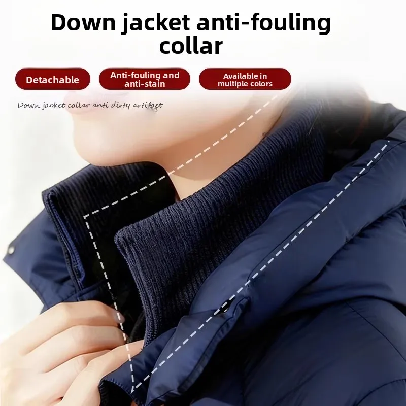

Съемный зимний пуховый воротник-накладка для защиты от грязи, повседневный, однотонный, имитация воротника, аксессуар для верхней одежды
