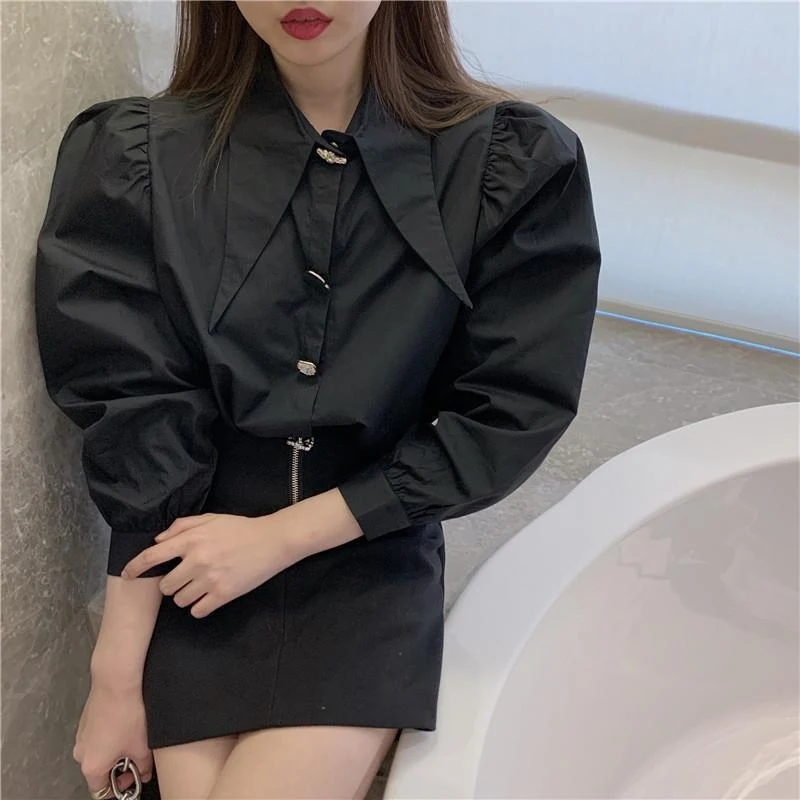 High Street Button Loose Shirt Tops Long Sleeve All-match Youth Fashion Blouse Spring Autumn New Vintage Elegant Women Clothing