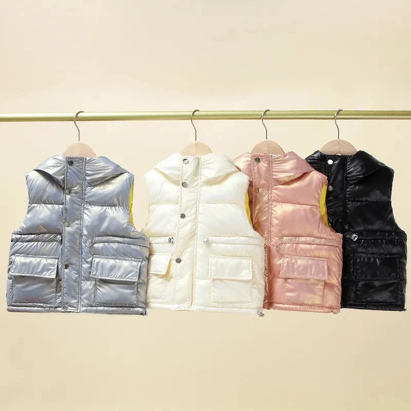 Cartoon Middle Small Children's Thick Outer Vest Autumn Winter Baby Warm Vest Children's Down Cotton Vest Boys Girls Waistcoat