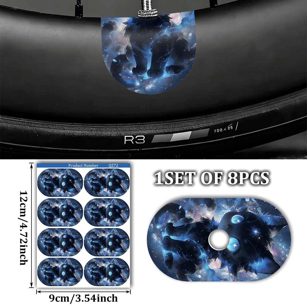 8Pcs 2D Flat Blue Spirit Lion Vinyl Sticker, Waterproof Removable Decal for Bike Wheel Decor, Holiday Gift