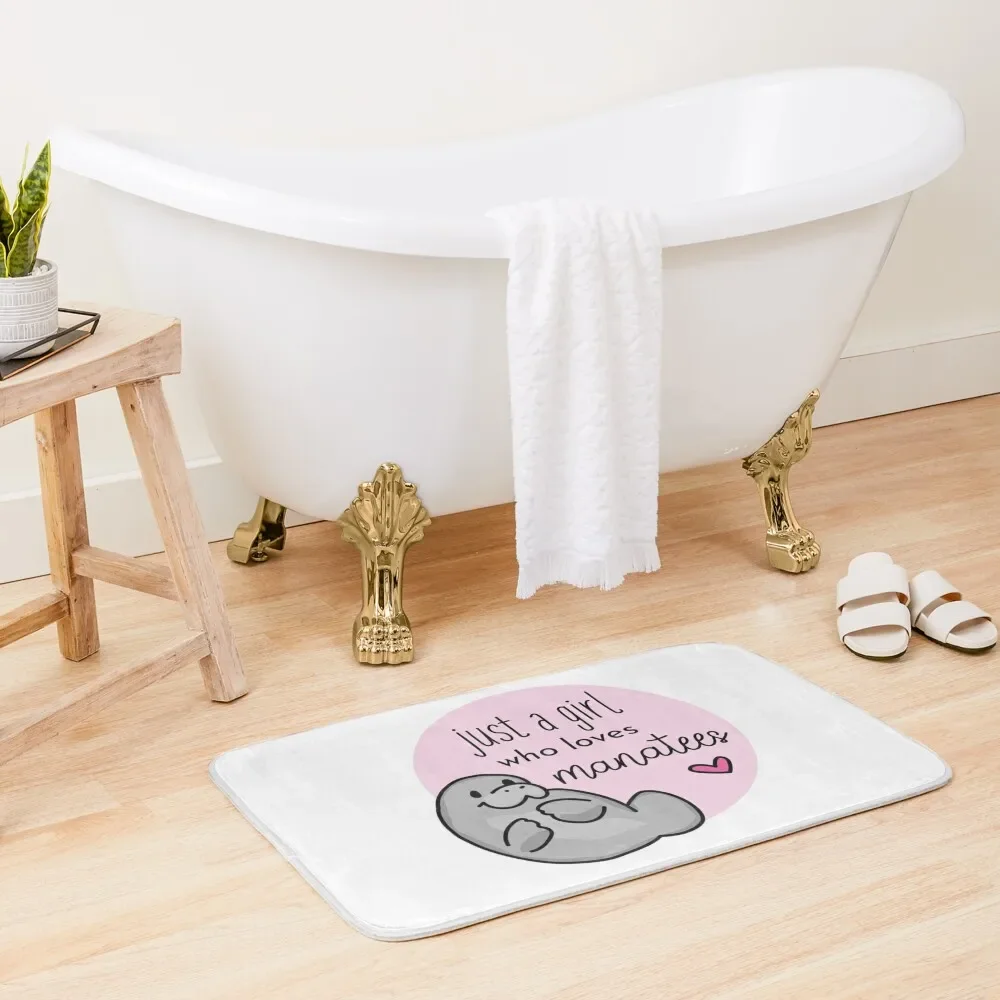 

just a girl who loves manatees Bath Mat Bedroom Carpet Non-Slip Pad Hallways Bathroom Absorbent Quick Dry Mat