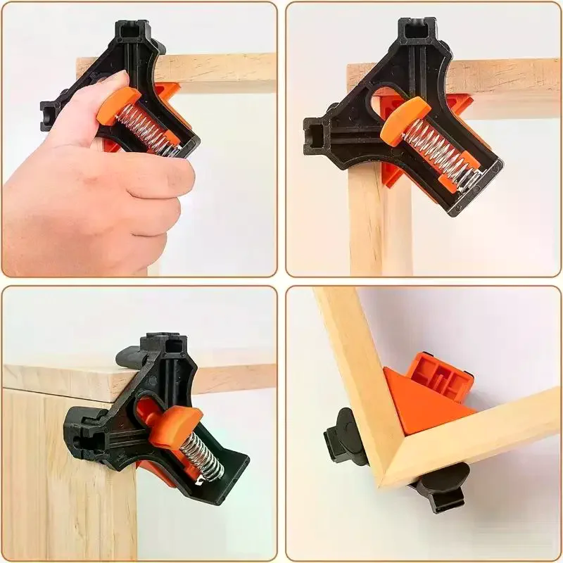 

1/4pcs 90 Degree Corner Clamps For Woodworking, Fast Adjustable Quick Spring Loaded Woodworking Clamps,Cabinets,Photo Framing