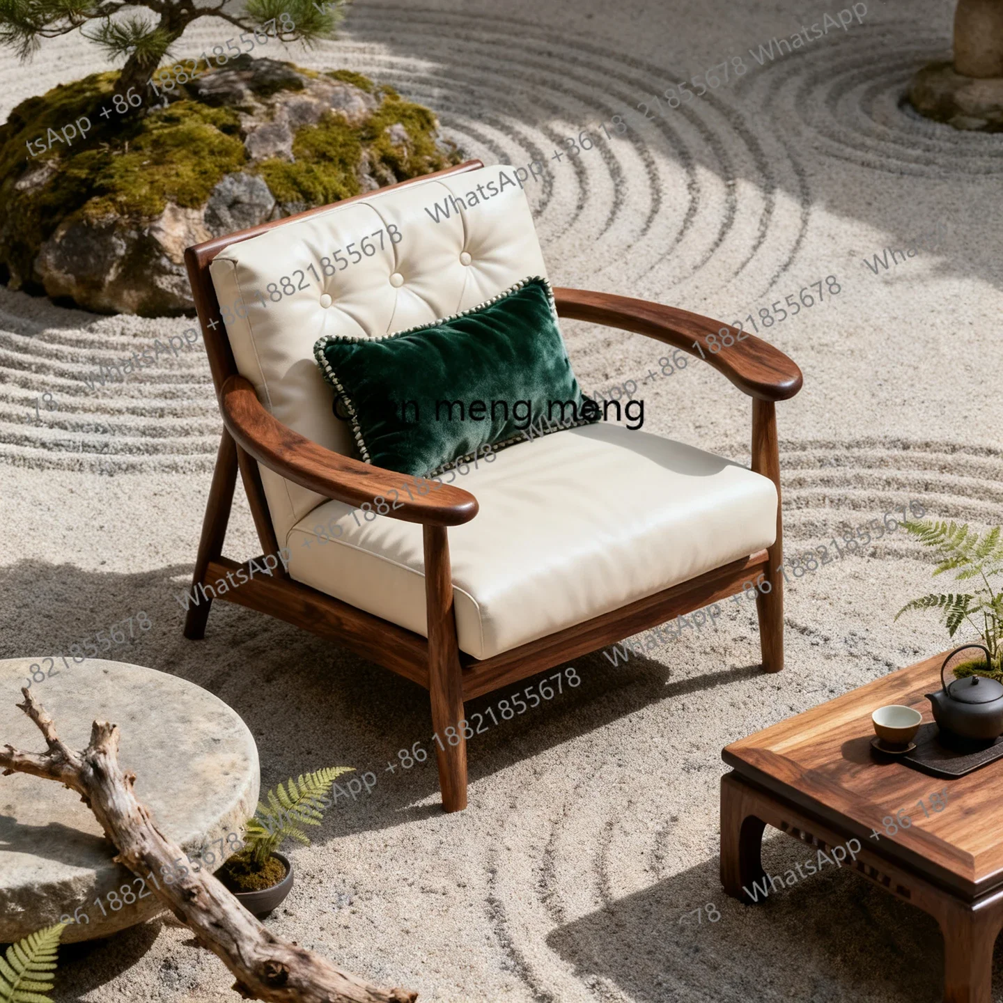 

cc182Medieval style solid wood single sofa lounge chair B&B hotel high-end ash wood walnut new Chinese sofa chair