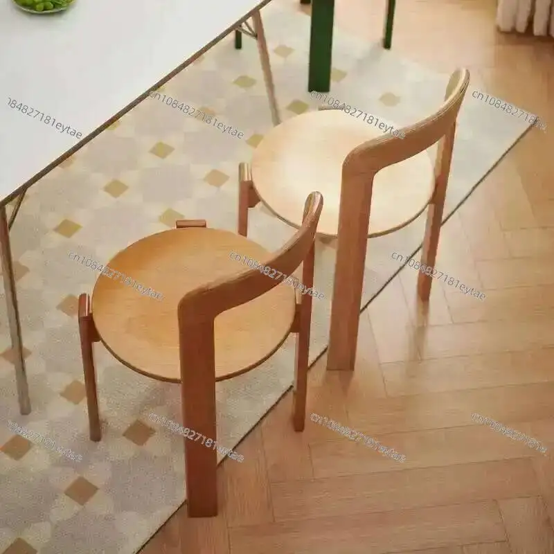 Nordic Solid Wood Plywood Stackable Vintage Bending Backrest Swiss Chair Restaurant Chair