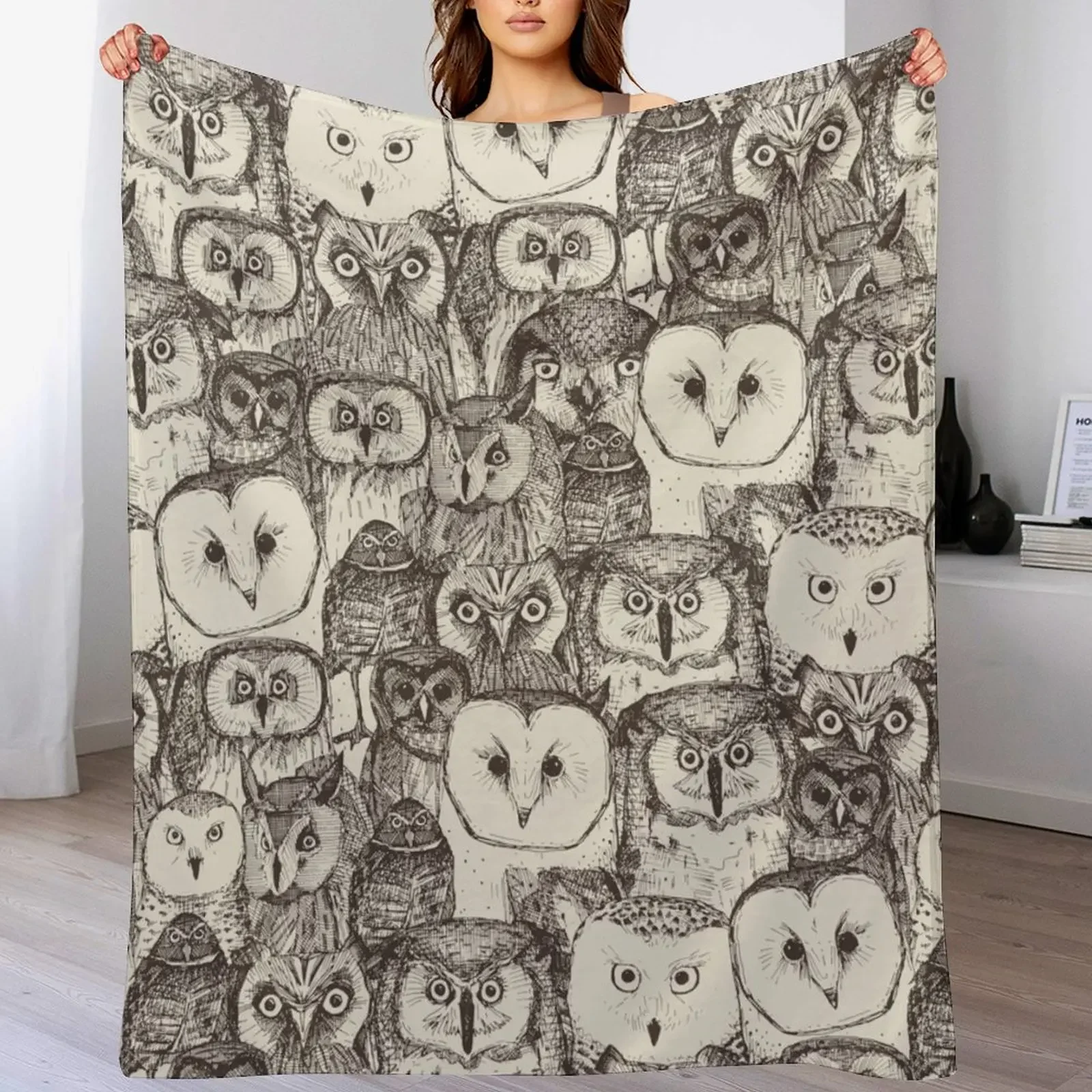 

just owls natural Throw Blanket Winter beds Soft Beds Furry Cute Plaid Blankets