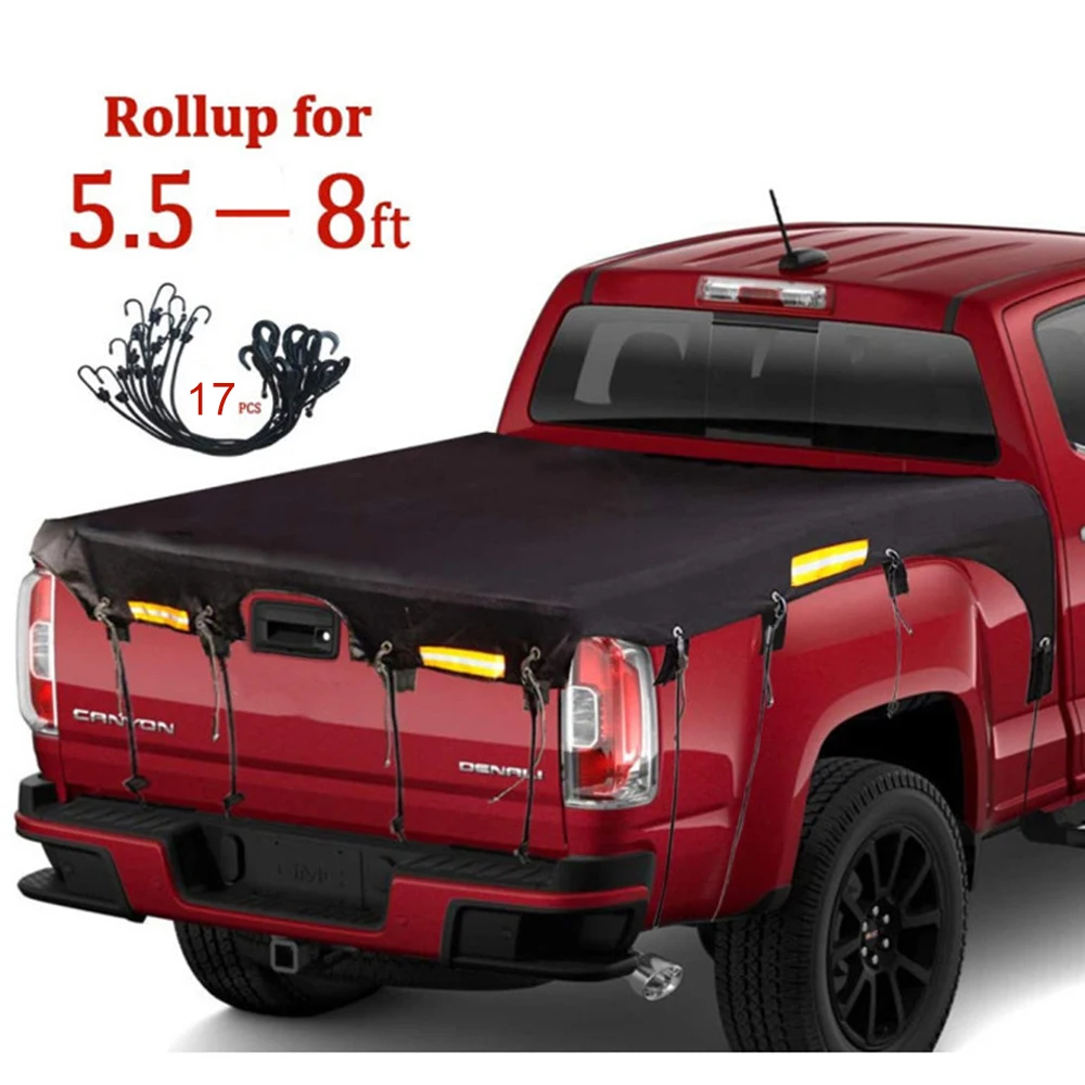 Truck Bed Cover for Ford F150/F250 Silverado/Sierra Ram Tundra Bed Truck Bed Tarp Cover w/ Bungee Belts Oxford Cargo Tarp Cover