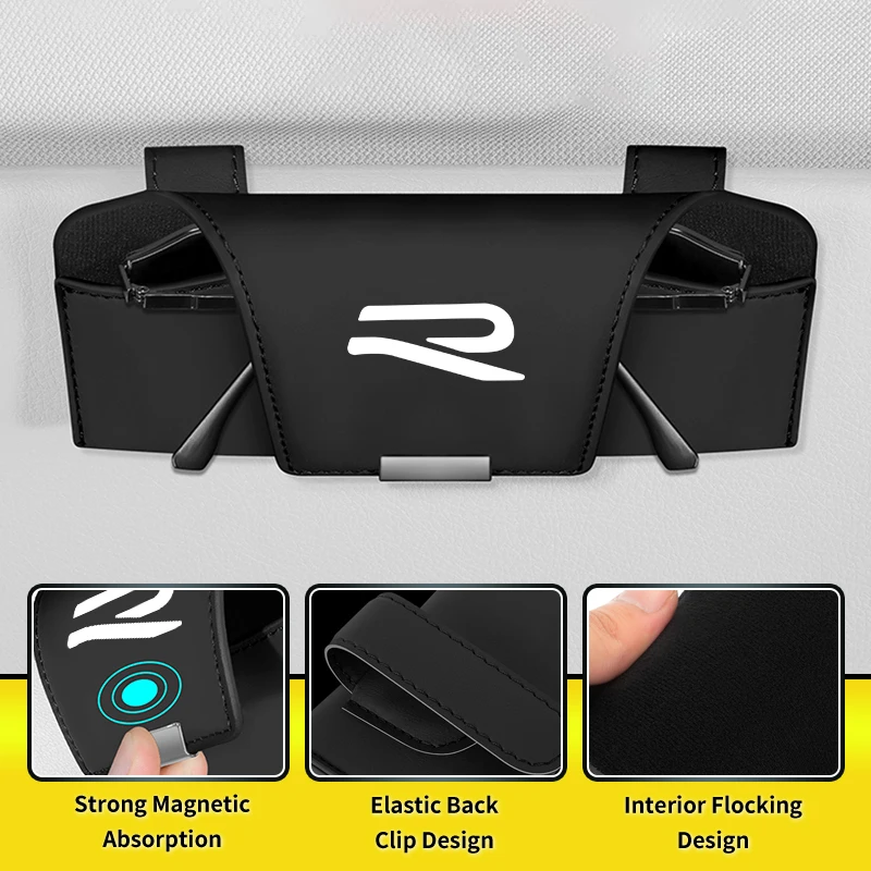 

Car Sunglasses Storage Box Sun Visor Leather Eyeglass Case Interior Accessories For Volkswagen VW R Golf Passat Polo GTI Tiguan