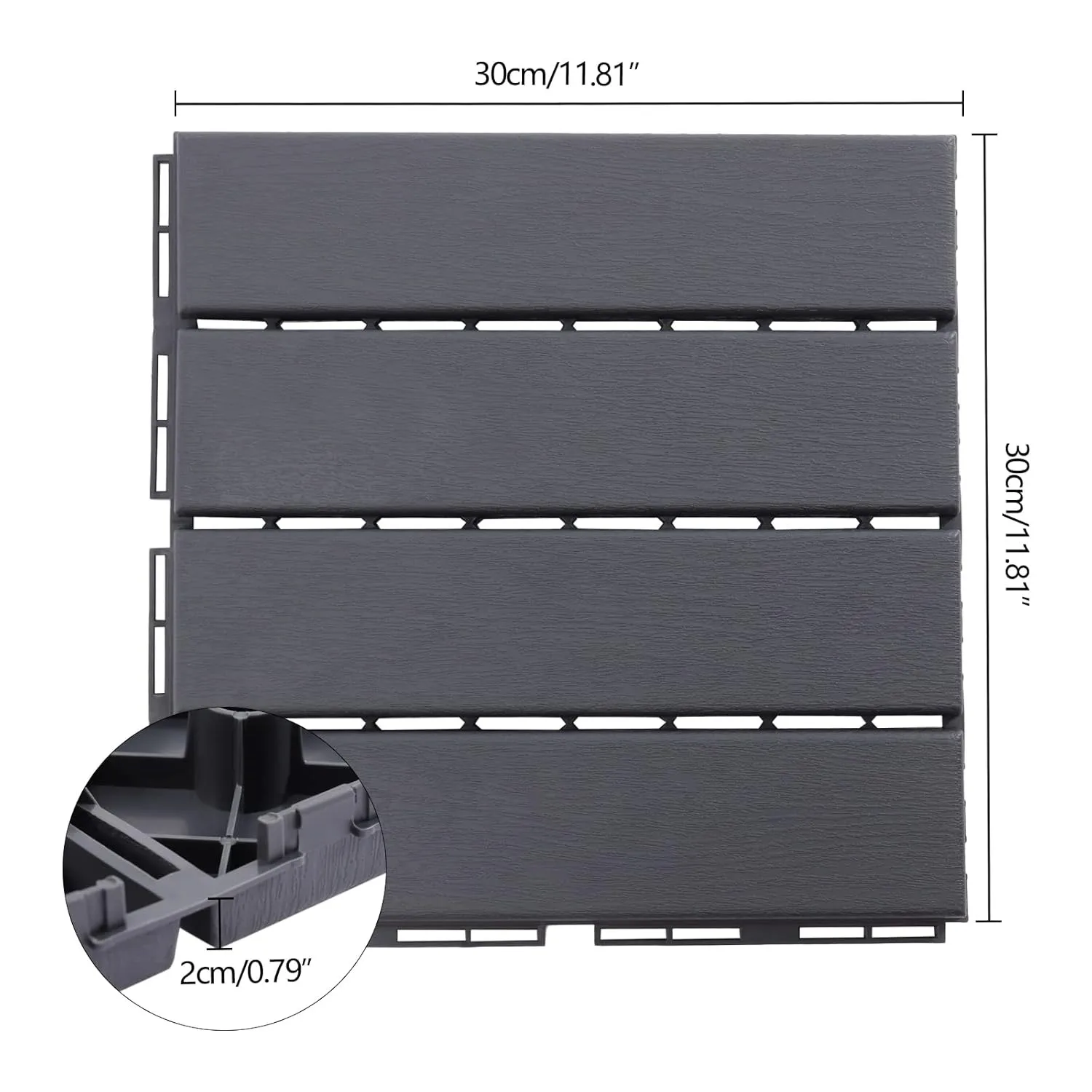 Plastic Interlocking Deck Tiles, Outdoor All Weather Waterproof Interlocking Flooring for Porch Poolside Balcony Backyard