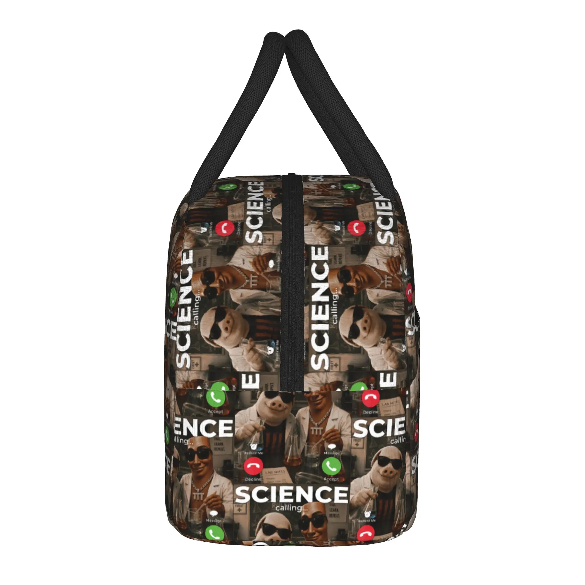 Lab Experiment Bros Tung Sahur John Pork Science Lab Meme Lunch Bag  Portable Zipper Lunch Box Women Travel Designer Cooler Bag