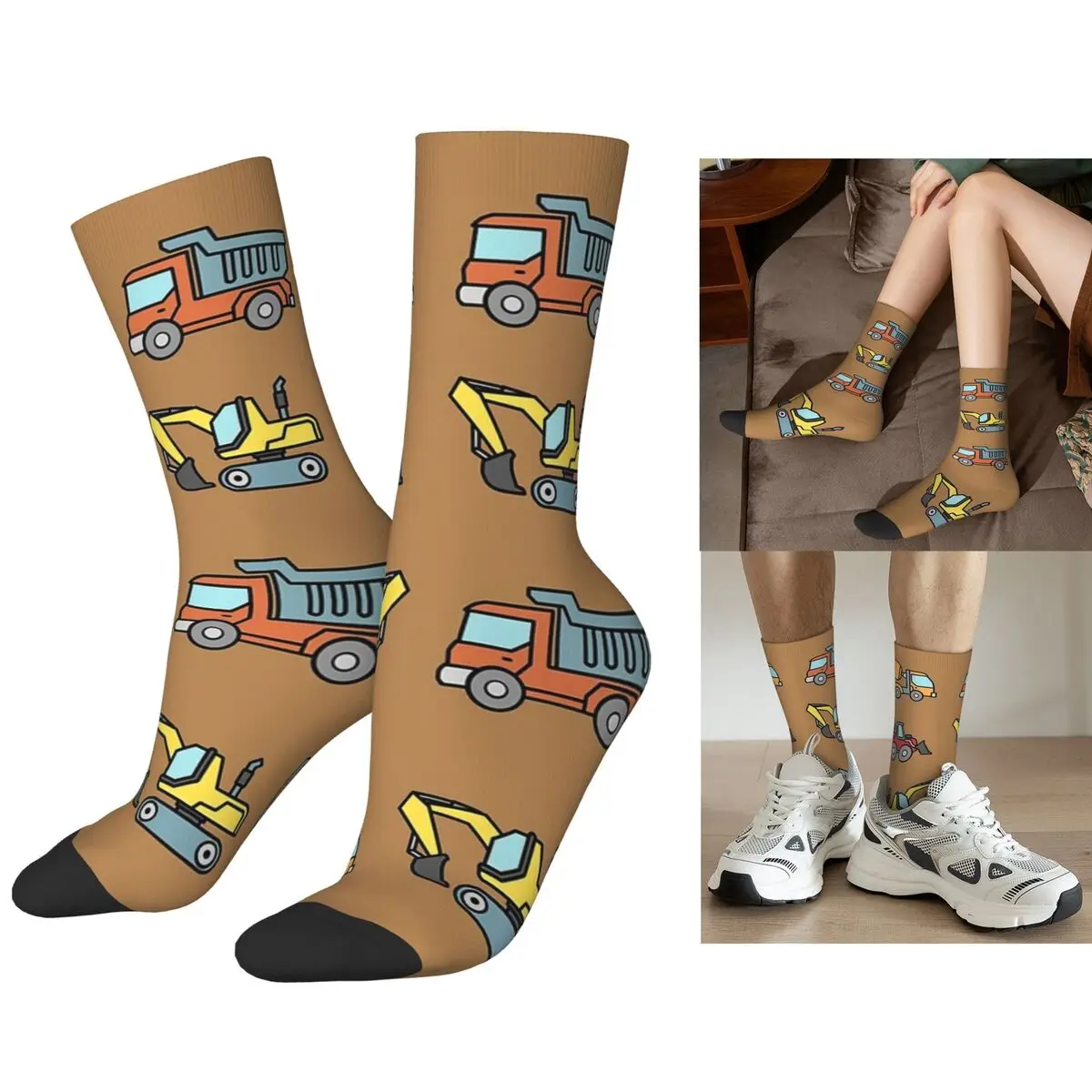 

Строительный бульдозер, самосвал, бульдозер, шкарпетки для экскаваторов, чулки в стиле Харадзюку, всесезонные длинные носки, аксессуары для унисекс