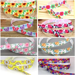 DHK 3/8'' 5yards Floral Sunflower Flower Butterfly Printed Grosgrain Ribbon Accessory Hairbow Headwear DIY Decoration 9mm C1892