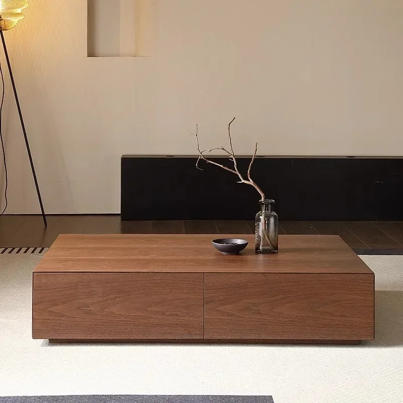 Medieval solid wood rectangular box coffee table Italian simple living room home walnut color high-end floor cabinet