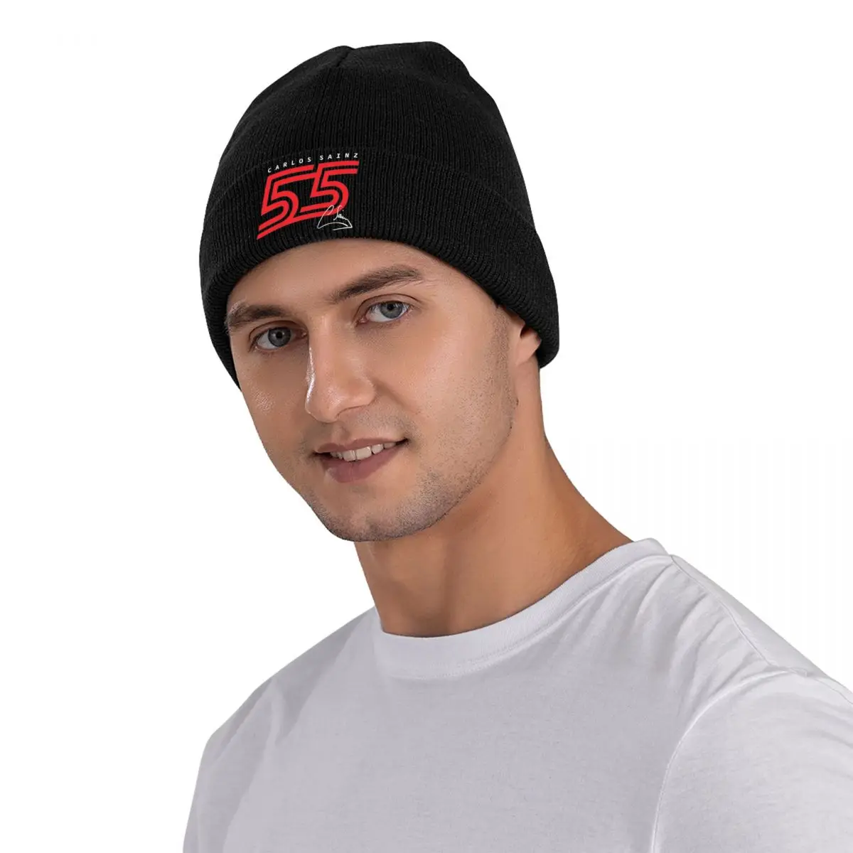 Carloes Sainzs 55 Beanie Hats, gorros geniales de jugador Popular, gorro de punto Hippie Unisex, gorro de invierno personalizado para envolver la cabeza