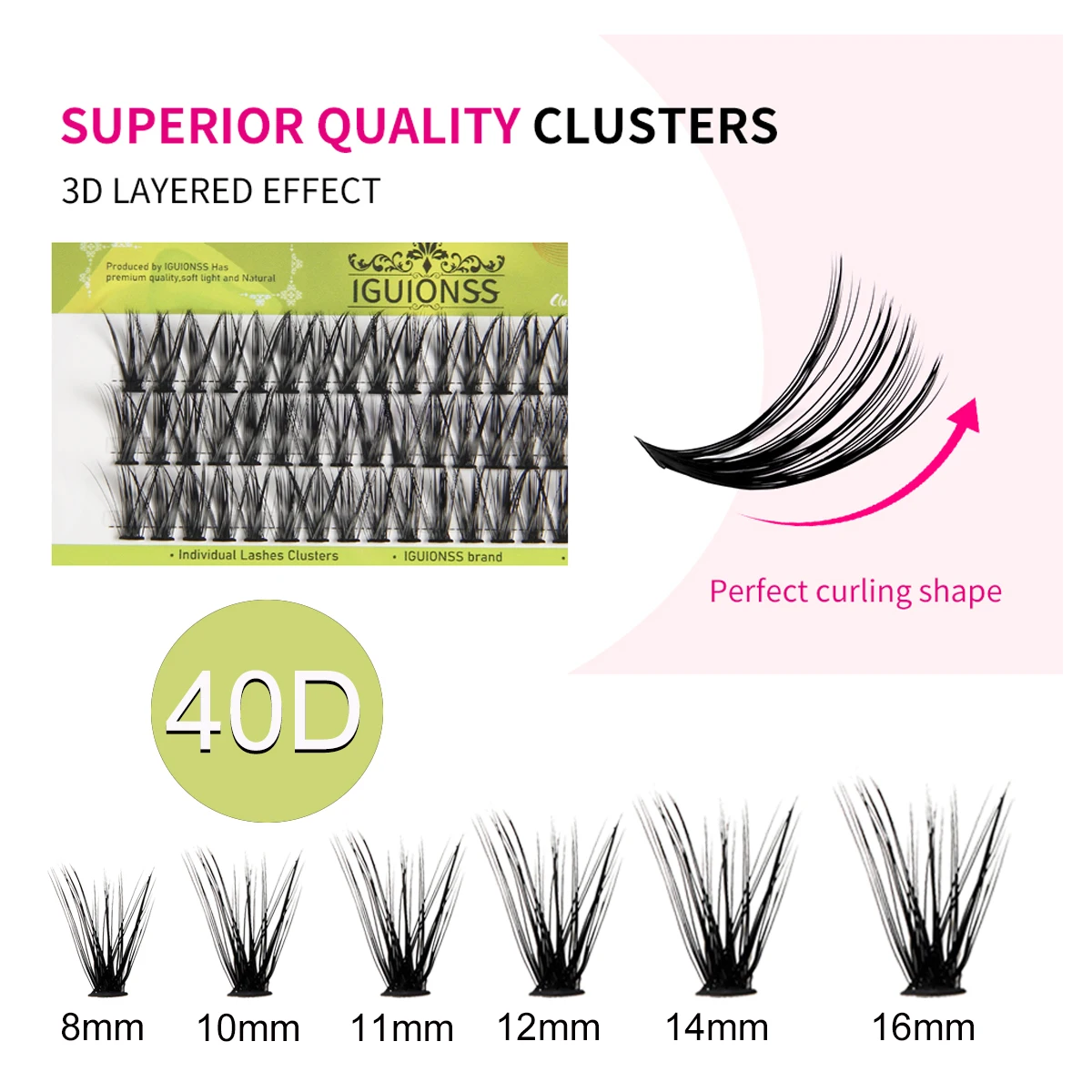 30D/40D/60D/80D DIY Eyelash Extension Lash clusters C/D/dd Curl 8/10/12/14/16mm Tray Melt Flare Lashes Natural Individual Lash