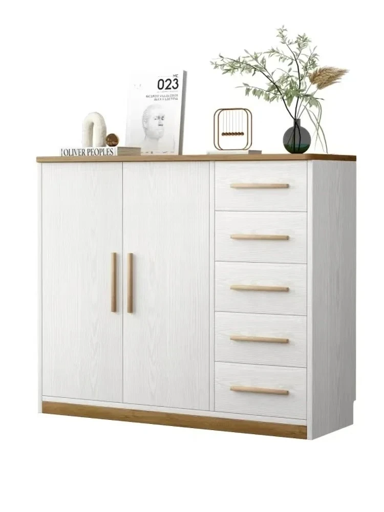 Solid wood bedroom TV cabinet simple drawer storage cream style living room hanging clothes storage chest