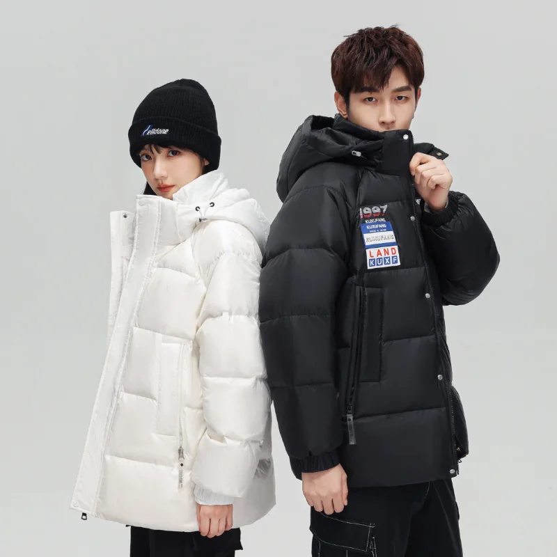 

Couple Coats Men and Women Down Jackets Autumn Winter Young Men's Wear Trendy Short Style Thickened Student Hooded Outdoor Coat