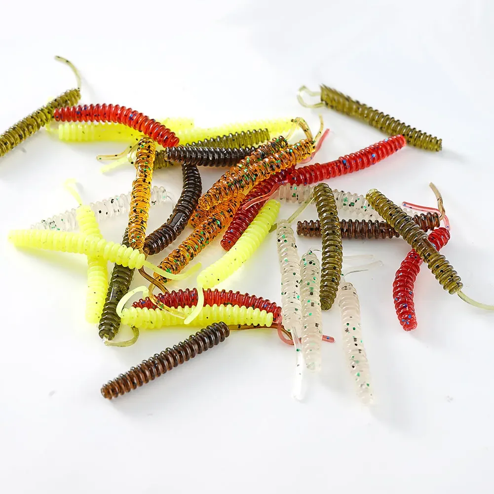 30pcs/Lot Soft Lures Silicone 5cm Worms Baits  Jigging Wobblers Fishing Lures Artificial Bass Carp Tackle Swimbaits for Fishing