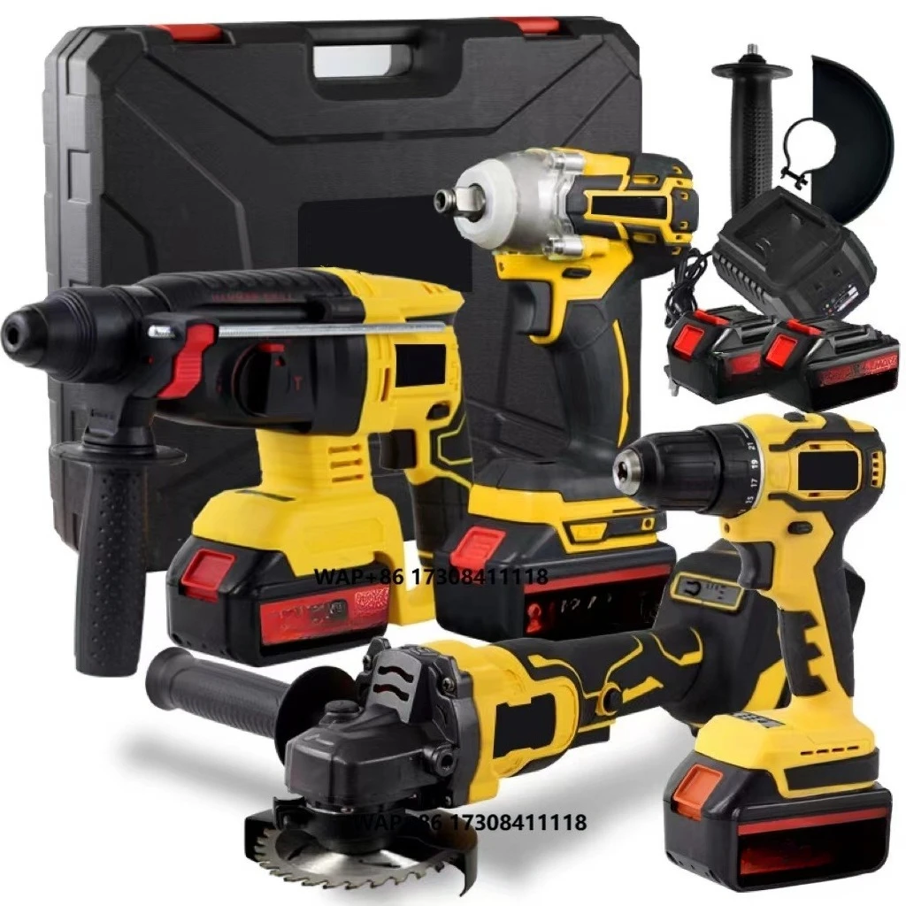 

21V Drill Cordless Power Tool Kit Jig Saw Impact Wrench Sander Heat Air Pump Angle Grinder Electric Hammer Tool Set
