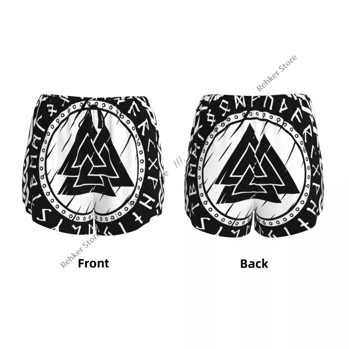 กางเกงกีฬาขาสั้นสตรีสแกนดิเนเวียนไวกิ้งเซลติกวิ่งโยคะฟิตเนสการฝึกแบดมินตันแห้งเร็วพร้อมกระเป๋า