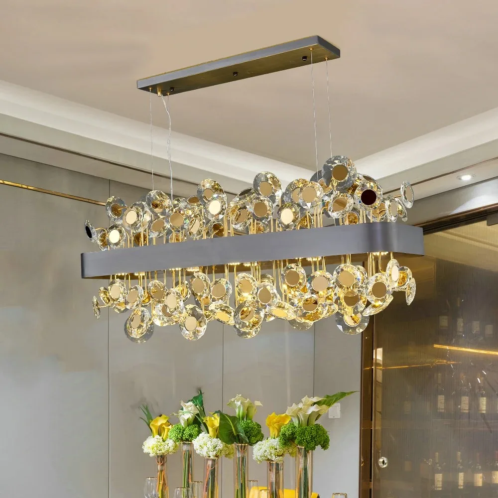 Modern Chandeliers For Living Room Luxury Crystal Pendant Light Kitchen Island Hanging Lamp Indoor Lighting Decor Lustre Fixture