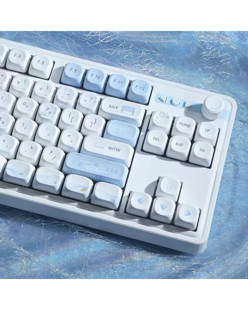 

Keycap adaptation 68 87 magnetic axis keyboard blue cap sublimation pbt light blue simple