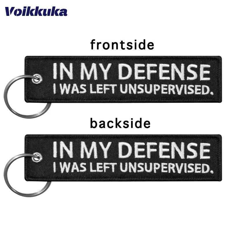 1Pc/2Pcs/3Pcs 세트 판매 내 방어에서 나는 감독되지 않은 양면 자수 키 체인 오토바이 태그 키 액세서리