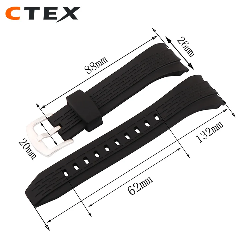 For Seiko VELATURA/SRH Series SPC007 Waterproof Sweat Resistant Silicone Outdoor Sports Rubber Watchband Watch strap Men 26mm