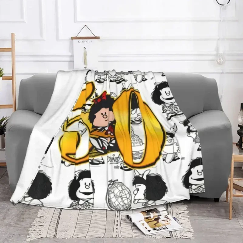 Love Mafalda Blanket 3D Printed Soft Flannel Fleece Warm Cartoon Throw Blankets for Home Bedroom Couch Bedspreads