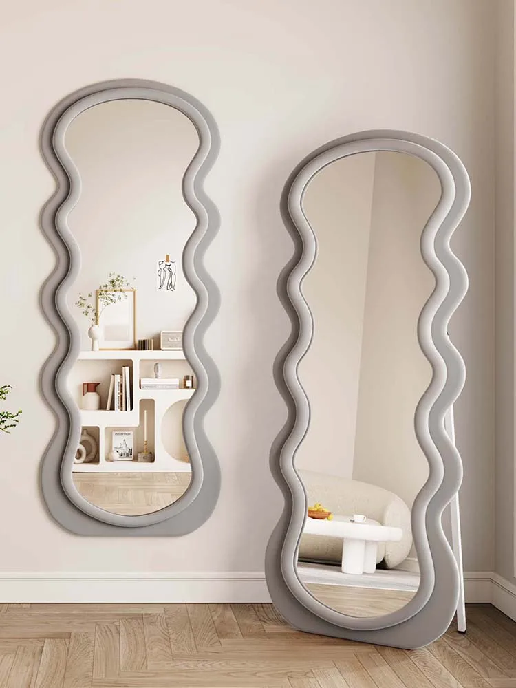 

Mirror: full-length mirror, home full-length mirror, wall-mounted design, floor-to-ceiling mirror, irregular mirror, light luxur