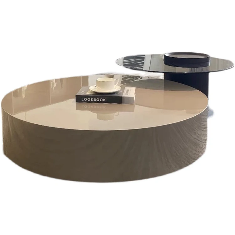 

Italian style simple retro modern glass office coffee table