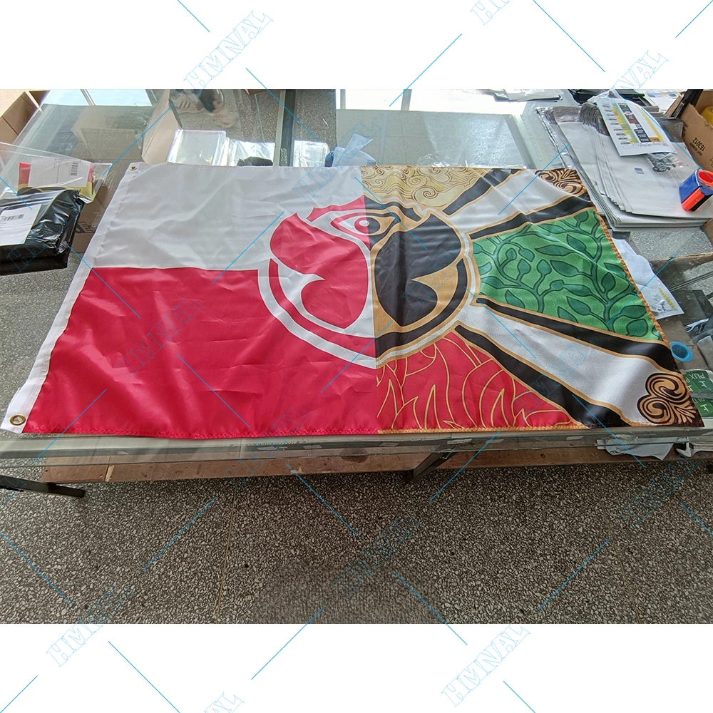 Bandera de 2x3 pies con mitad de la bandera de la República de Polonia y mitad de la bandera de Tomorrowland, poliéster 100D, bandera polaca personalizada.