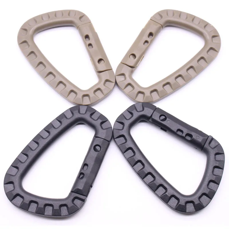 High quality plastic material D shape Mountaineering Buckle Snap Clip Plastic Steel Climbing Carabiner Hanging Keychain Hook