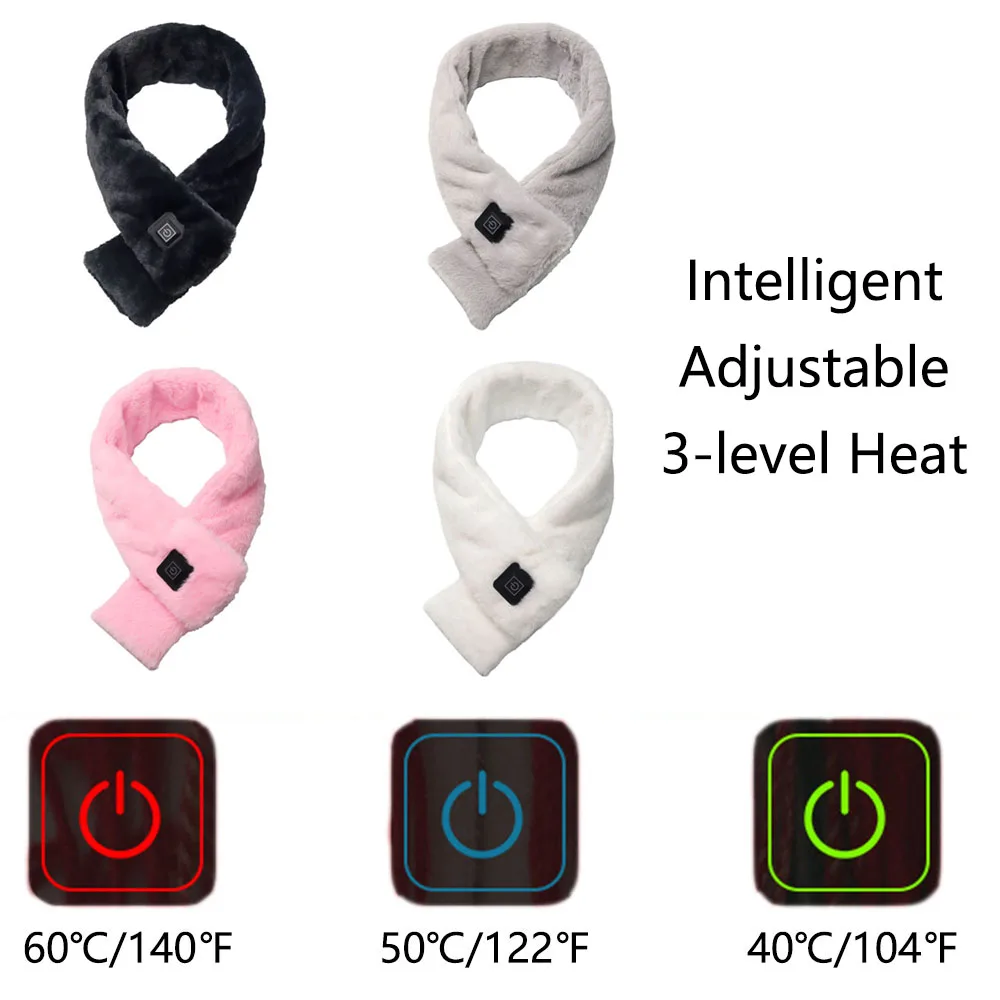 USB Charging Electric Heating Scarf 3 Gears Adjustable Temperature Scarf Heated Neck Protection Warmer For Cycling Winter Gifts