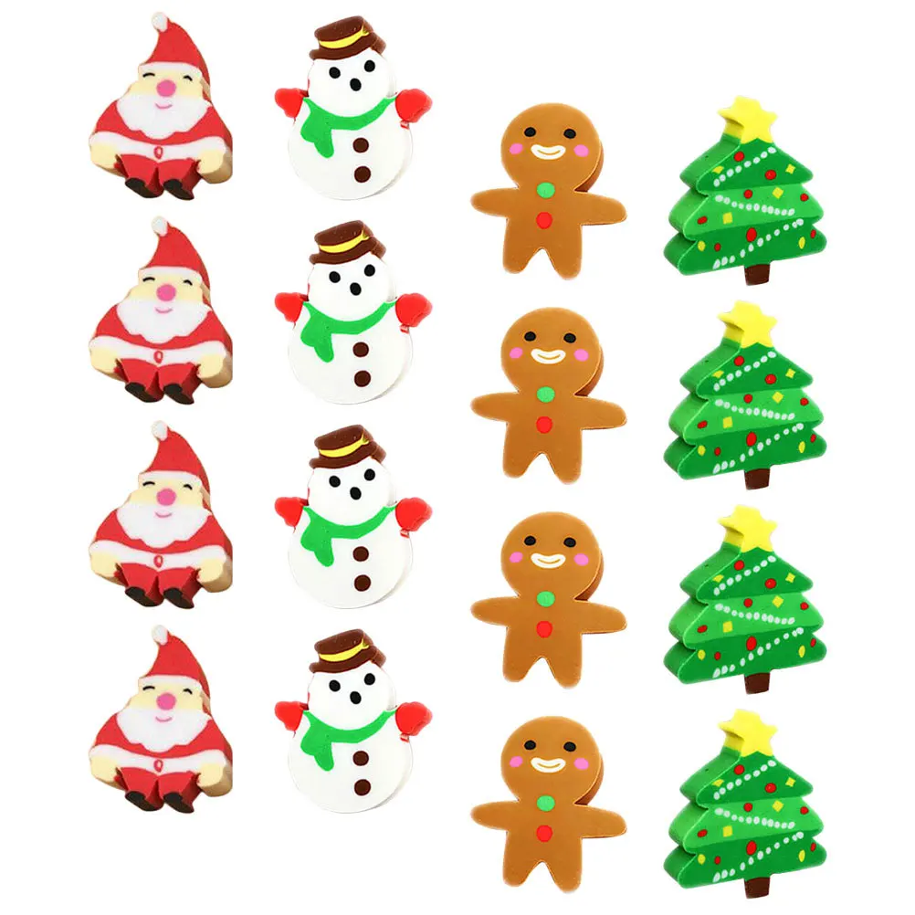 40Pcs Christmas Tree Erasers Mini Portable Multi-Function Pencil Erasers Daily Use School Supply Student Accessory